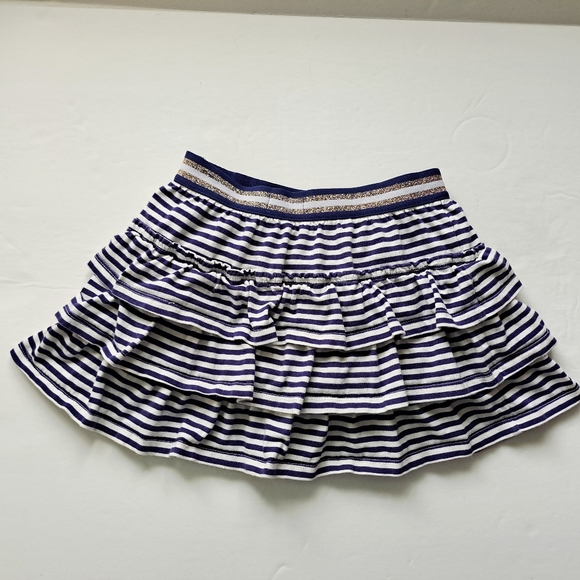 Boden Striped Navy and White Tiered Ruffle Skort - Picture 3 of 10